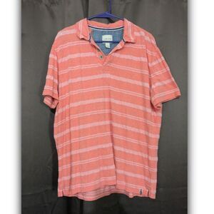 GH Bass & Company Men’s Size L Polo T-shirt Orange Striped 100% Cotton